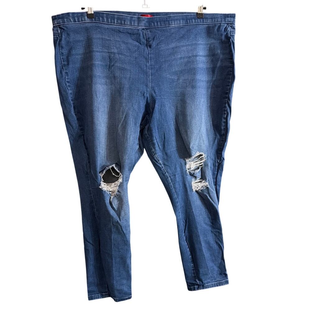 Jennifer Lopez Women's Plus Size Destructed Denim Jegging Leggings Size 24 24WS